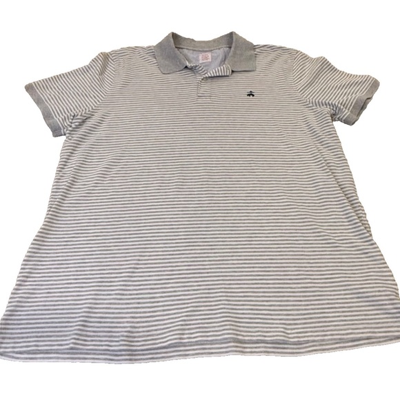 Brooks Brothers Original Fit Short Sleeve Logo Polo Golf Shirt; Grey/White; XXL - Picture 6 of 7